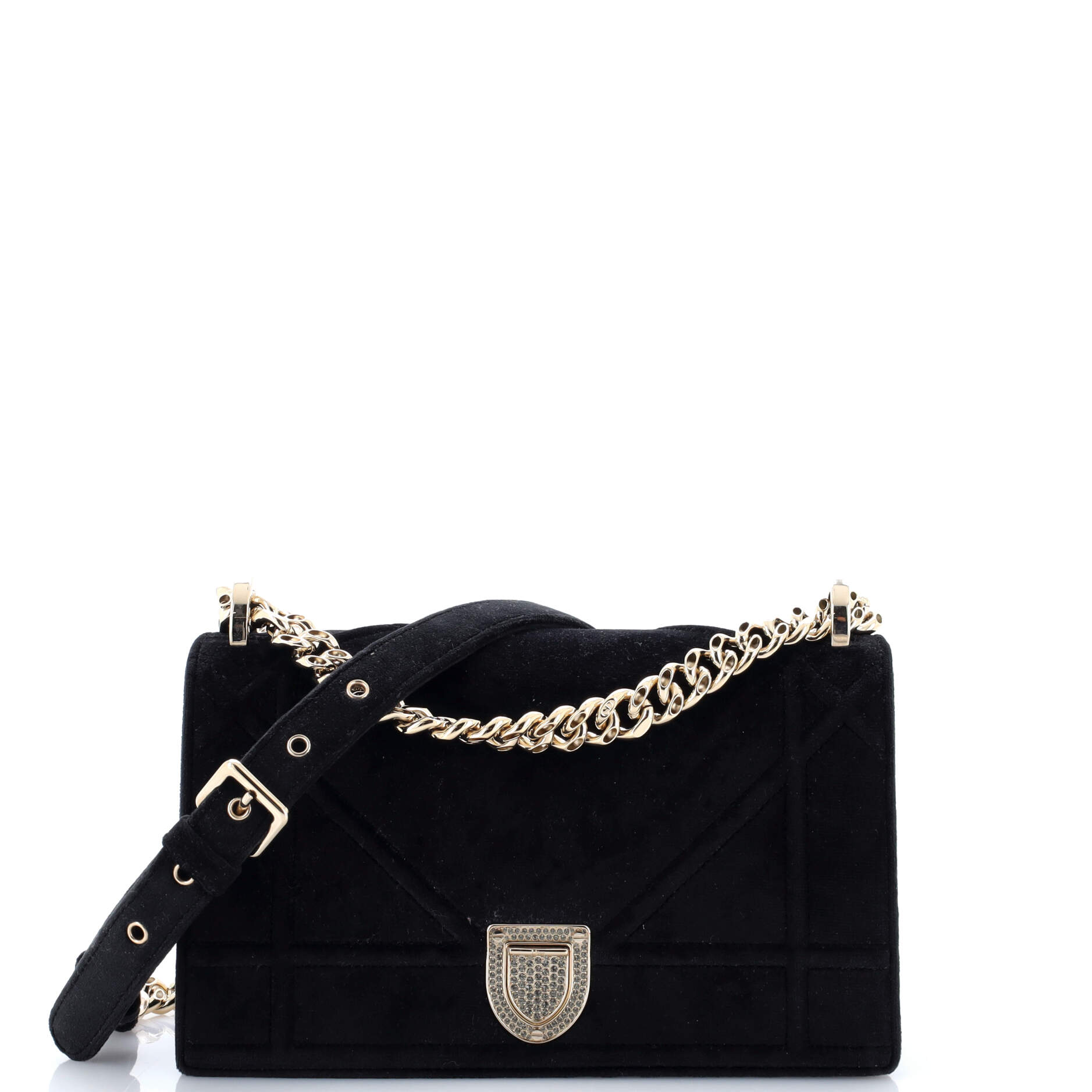 Diorama Flap Bag Velvet with Crystal Detail Small