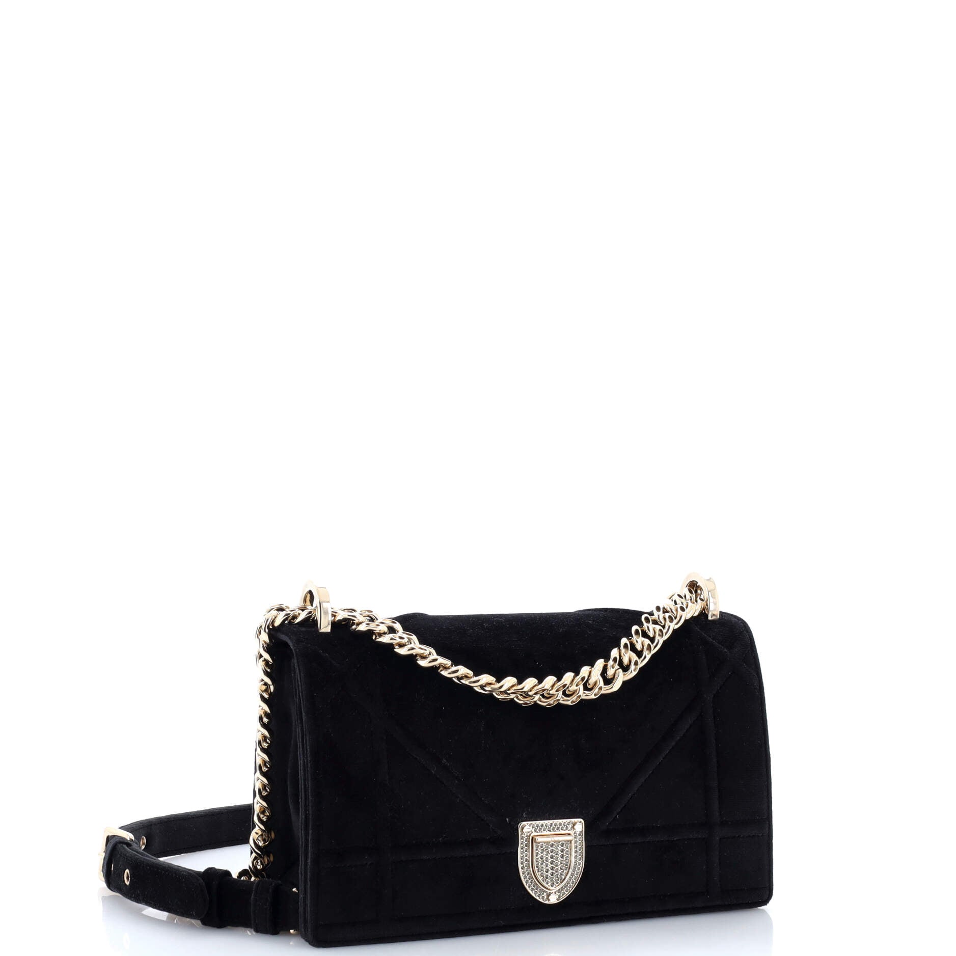 Diorama Flap Bag Velvet with Crystal Detail Small