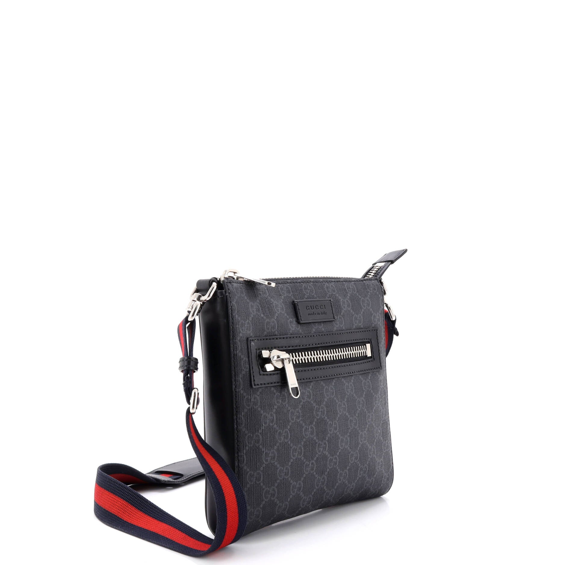 Web Strap Front Zip Messenger Bag GG Coated Canvas Small