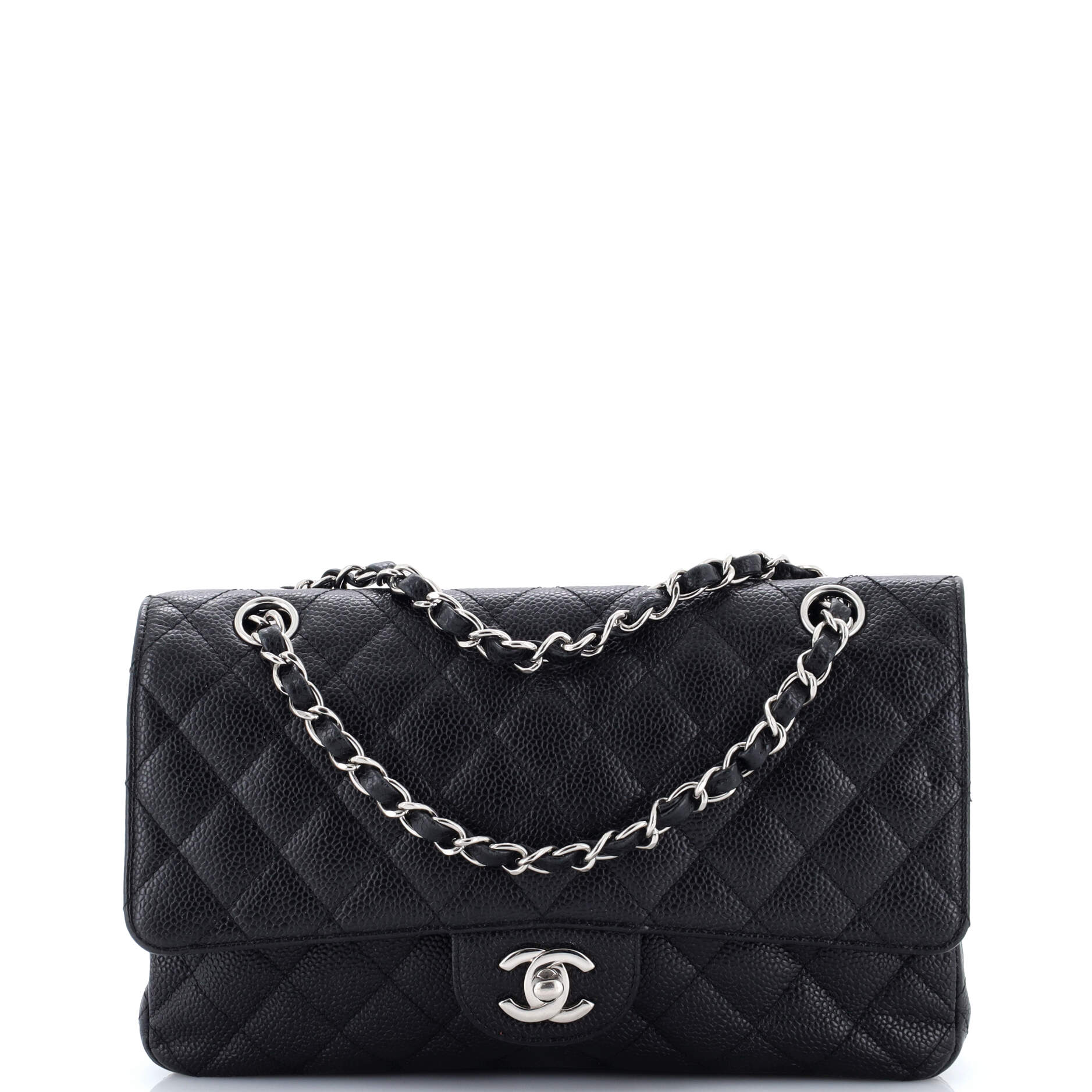 Vintage Classic Double Flap Bag Quilted Caviar Medium