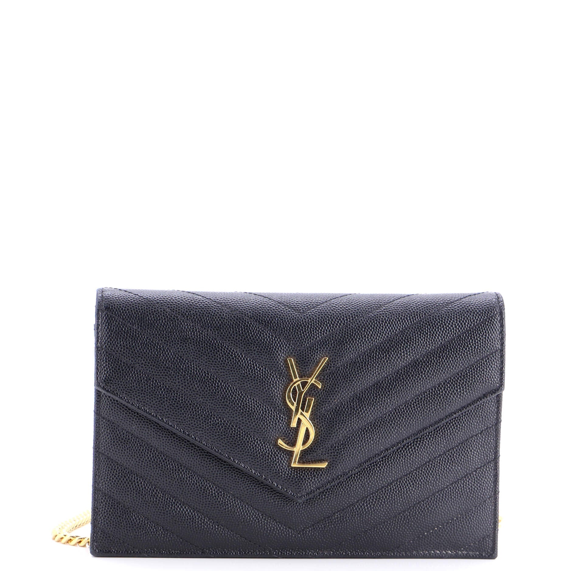 Classic Monogram Wallet on Chain Matelasse Chevron Leather Small