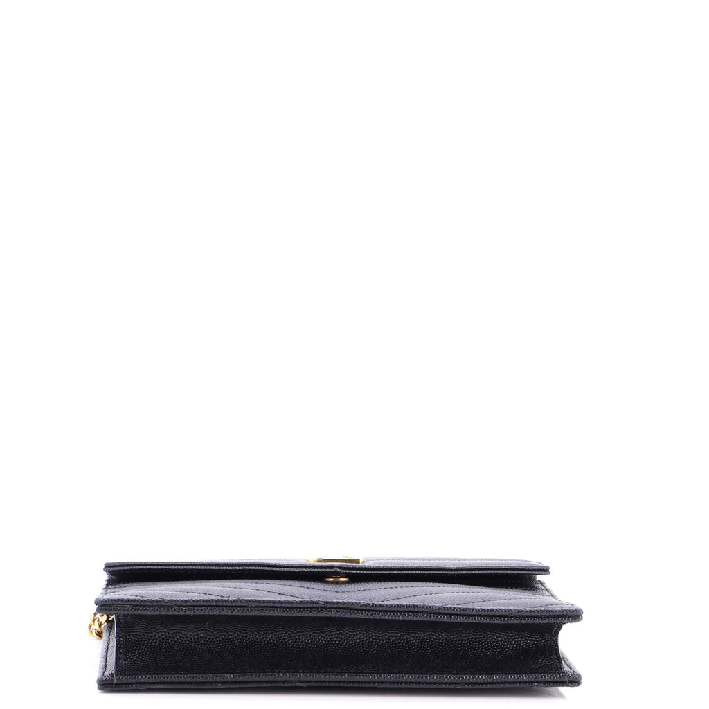 Classic Monogram Wallet on Chain Matelasse Chevron Leather Small