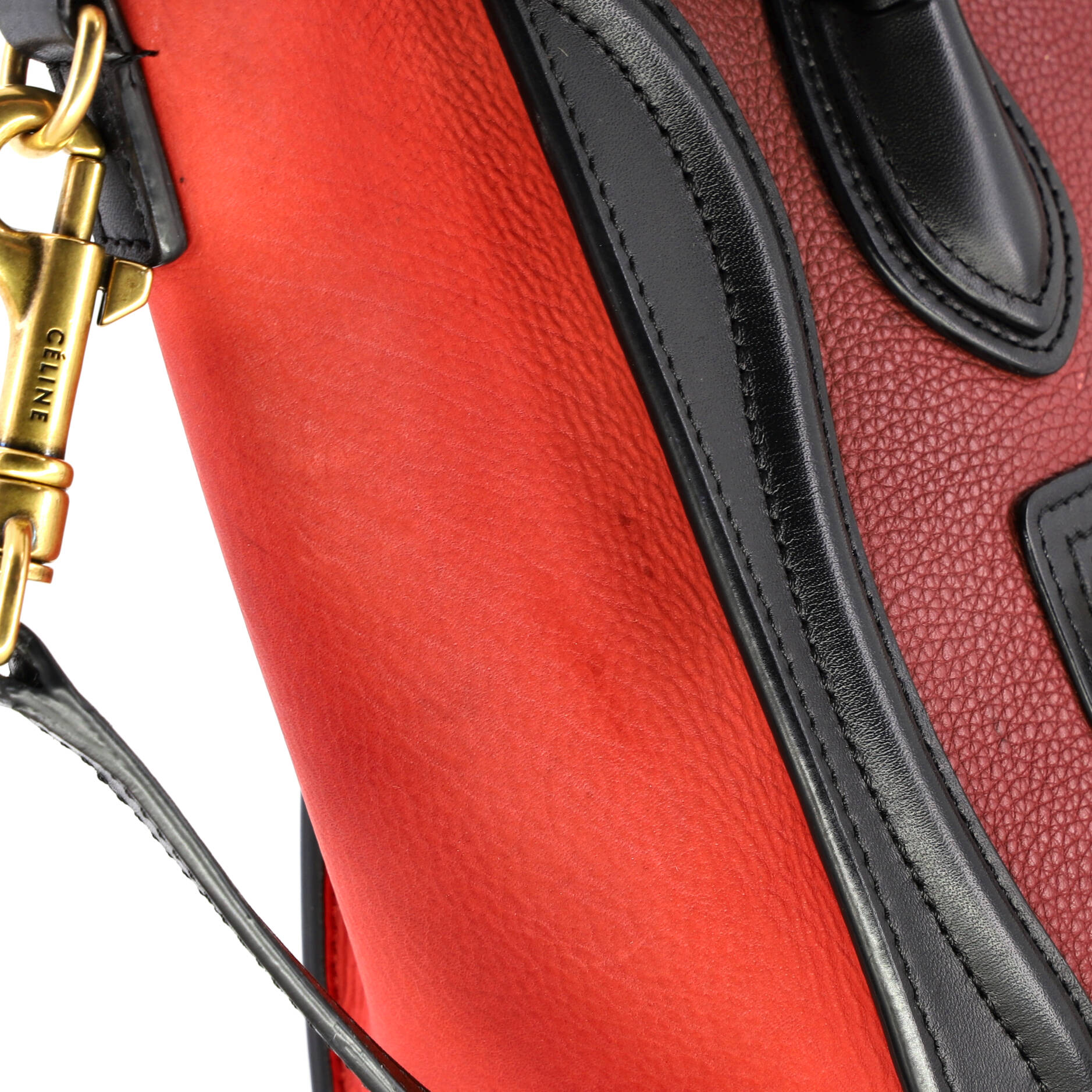 Tricolor Luggage Bag Leather Nano