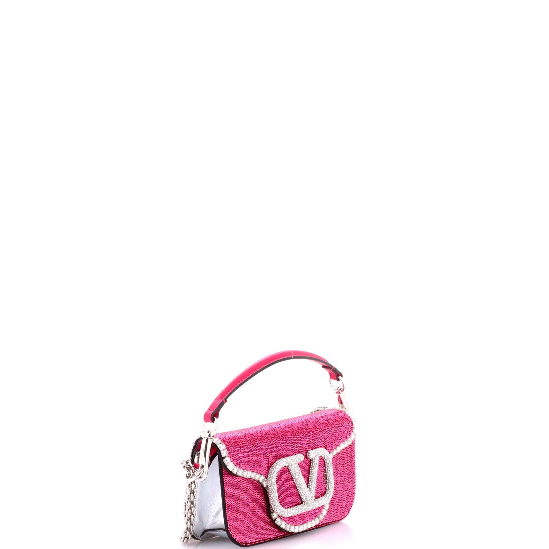 VLogo Loco Flap Shoulder Bag Embellished Leather Small