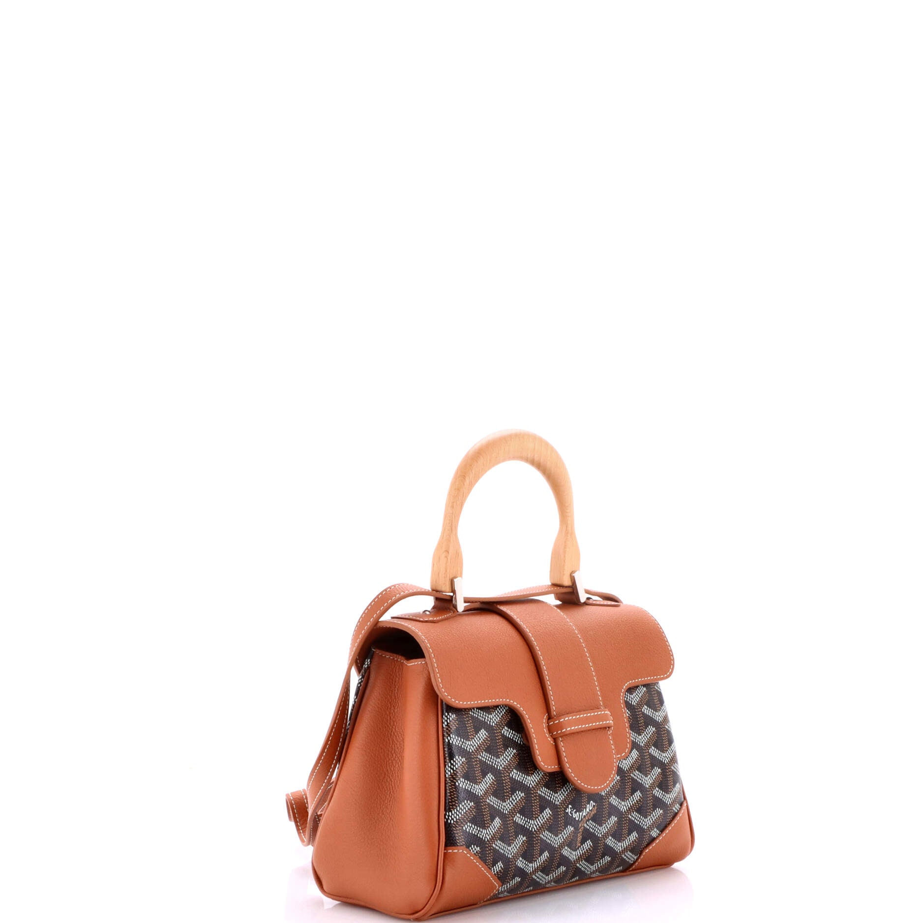 Saigon Top Handle Bag Coated Canvas with Leather Mini