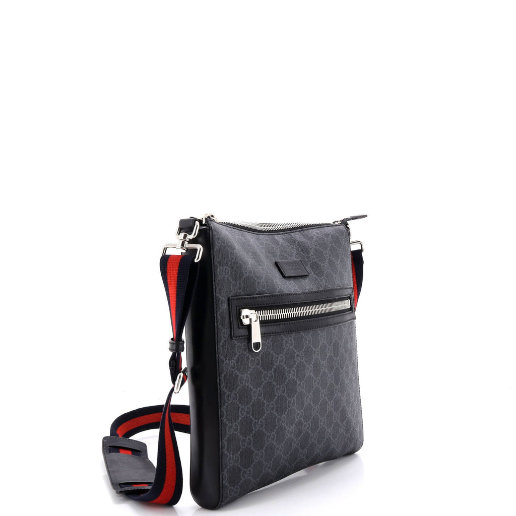 Web Strap Front Zip Messenger Bag GG Coated Canvas Medium