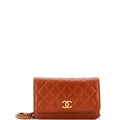 Textured CC Wallet on Chain Quilted Lambskin