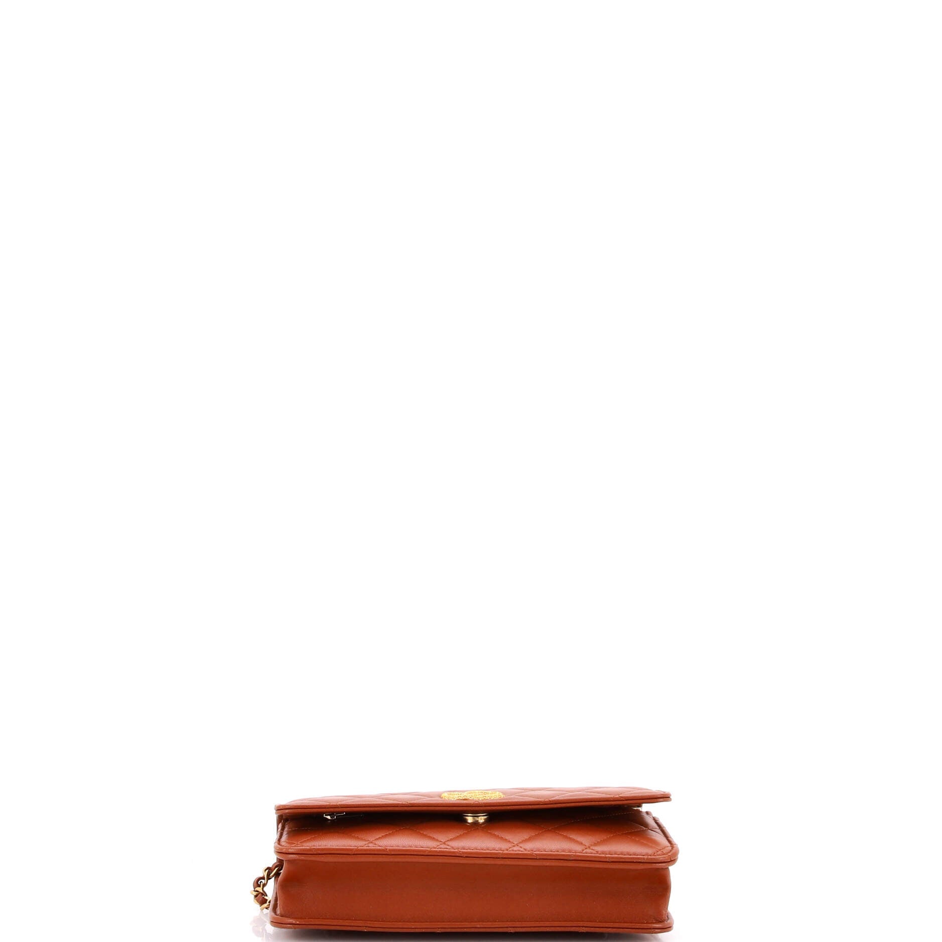 Textured CC Wallet on Chain Quilted Lambskin