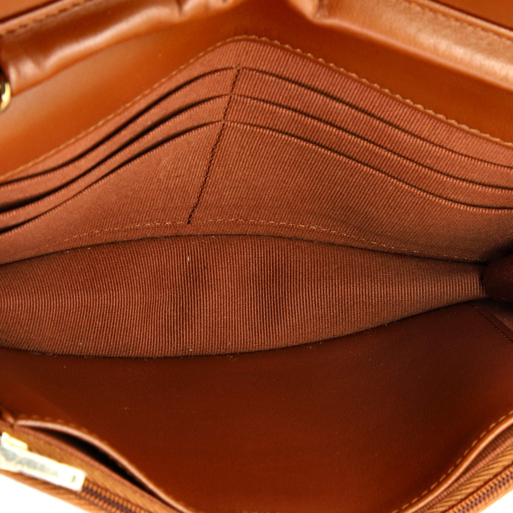 Textured CC Wallet on Chain Quilted Lambskin