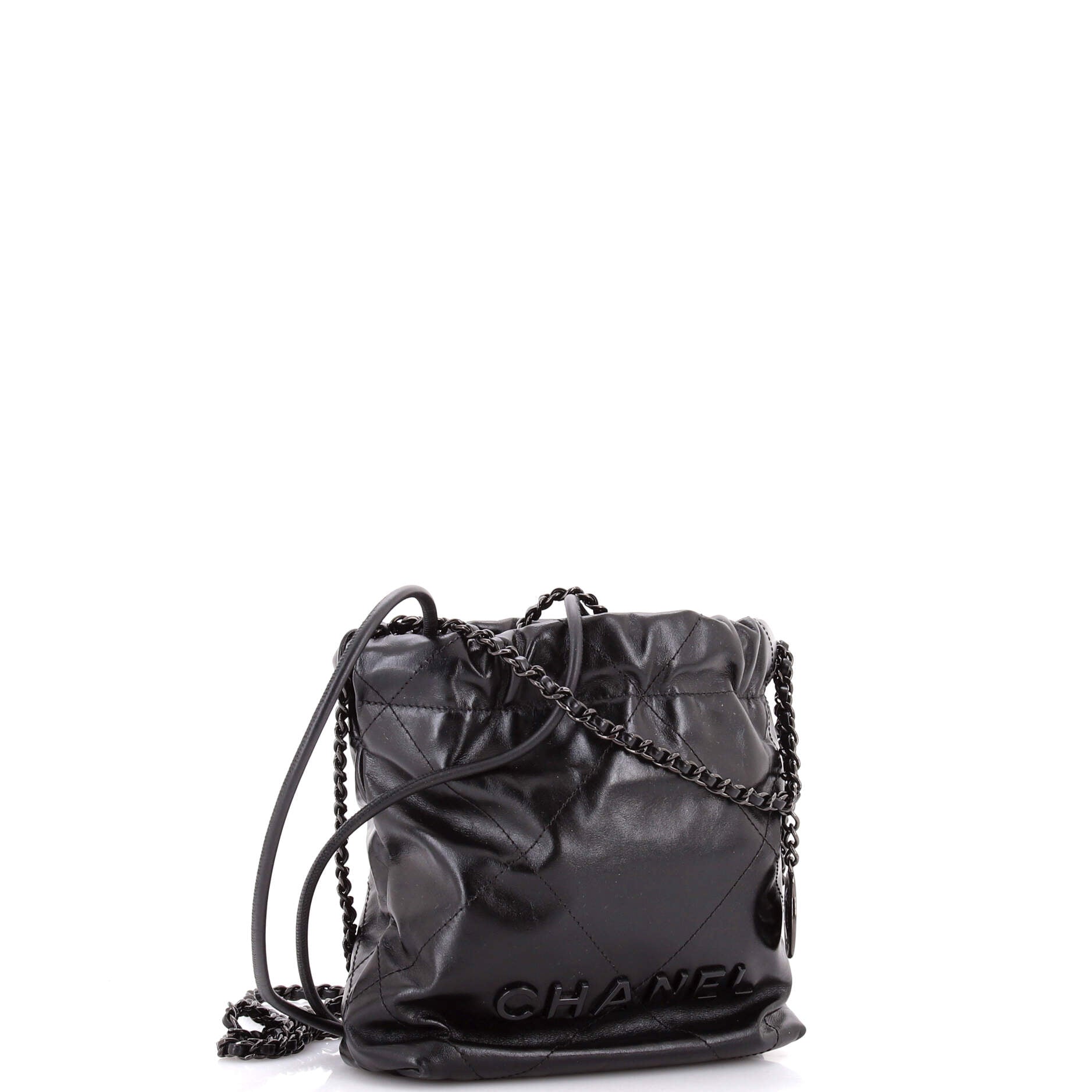 So Black 22 Chain Hobo Quilted Calfskin Mini