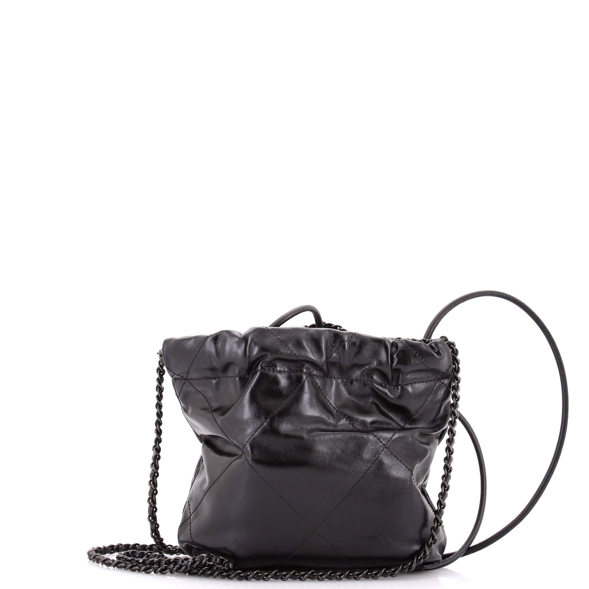 So Black 22 Chain Hobo Quilted Calfskin Mini