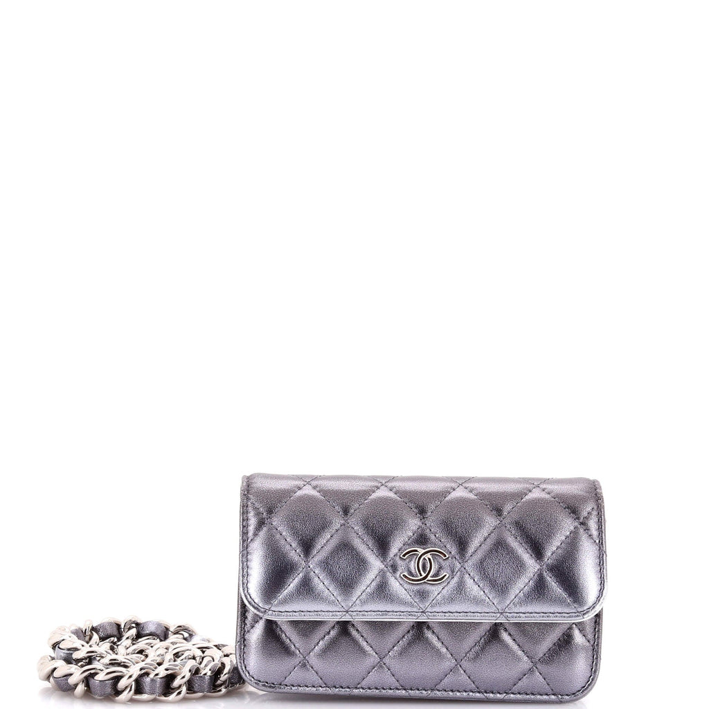 Coco Punk Chain Clutch Quilted Gradient Metallic Lambskin