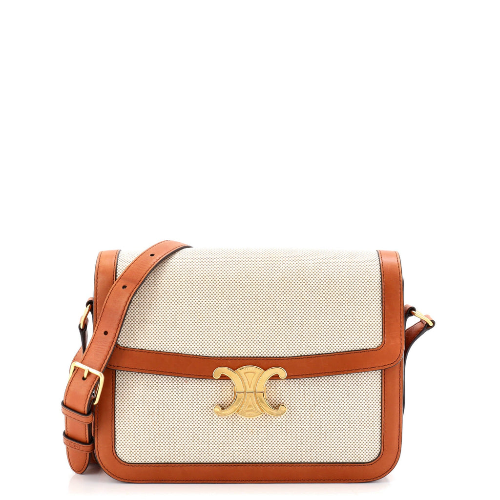Triomphe Shoulder Bag Canvas with Leather Medium