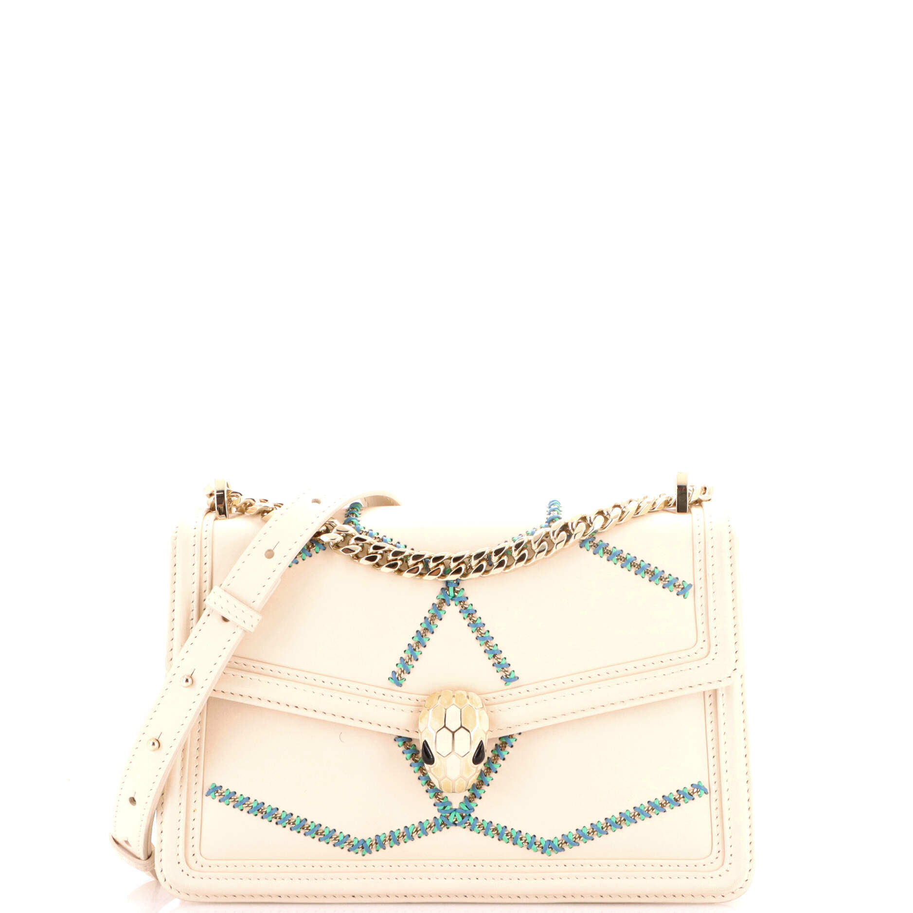 Serpenti Forever Shoulder Bag Whipstitched Leather Small