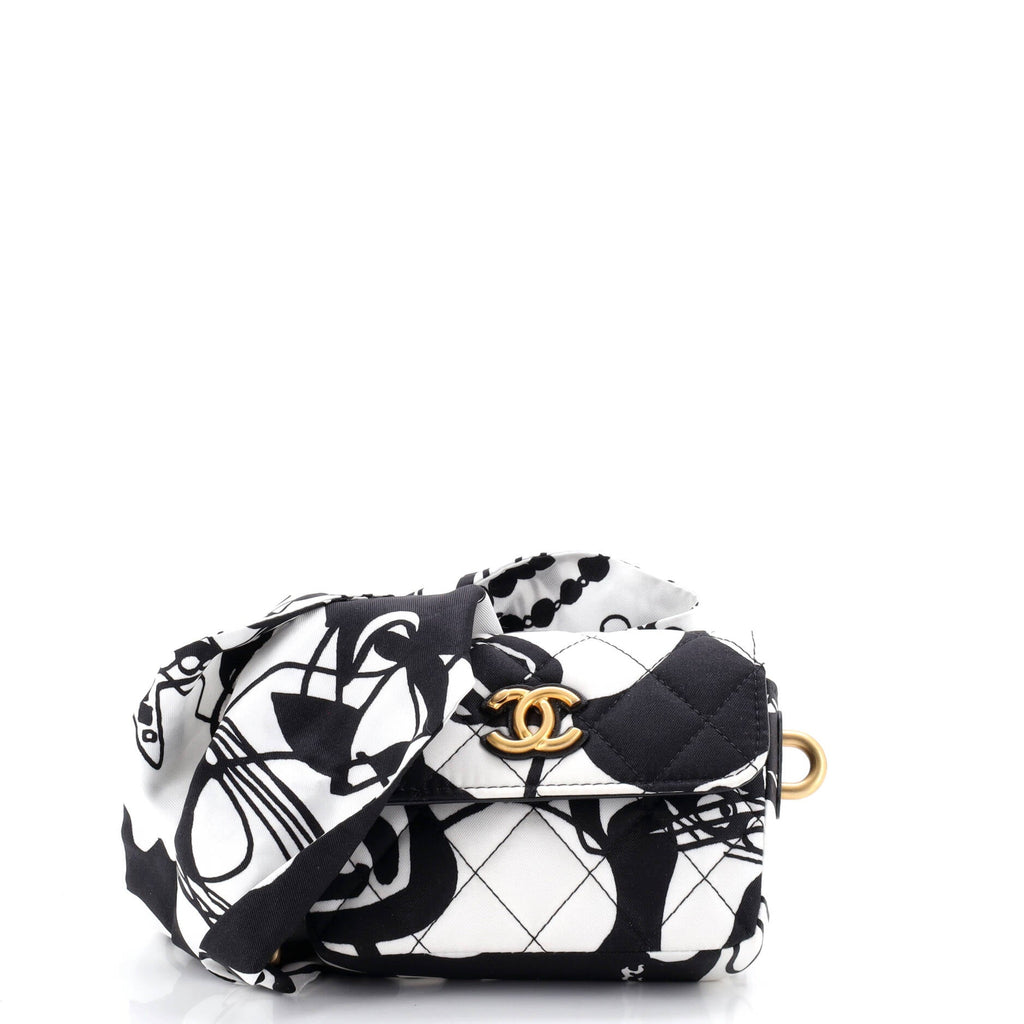 Deer Coco Flap Clutch with Strap Bag Quilted Printed Canvas Mini