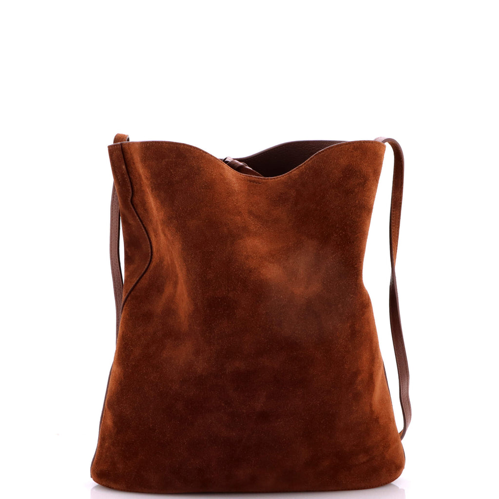 Triomphe Bucket Bag Embossed Suede