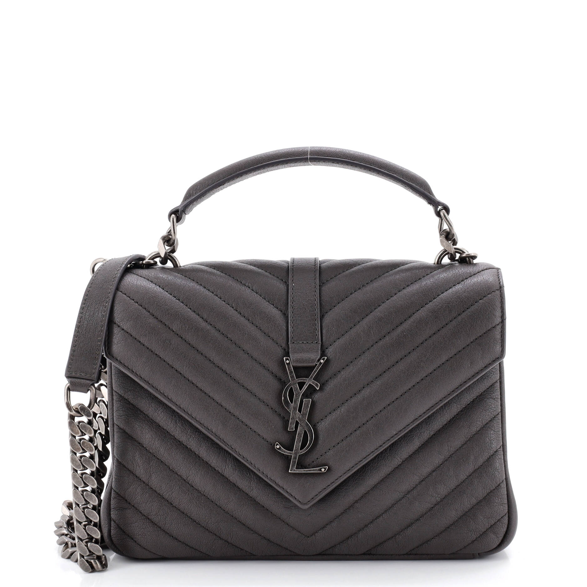 Classic Monogram College Bag Matelasse Chevron Leather Medium