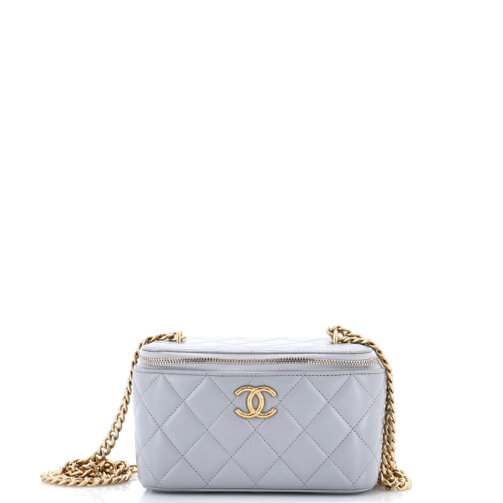 All Slide Long Vanity Case with Chain Quilted Lambskin Small