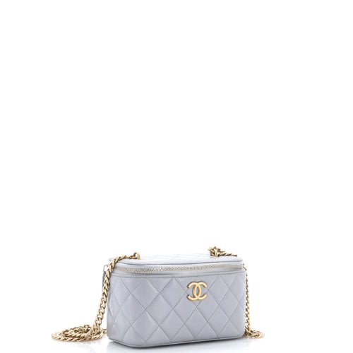 All Slide Long Vanity Case with Chain Quilted Lambskin Small