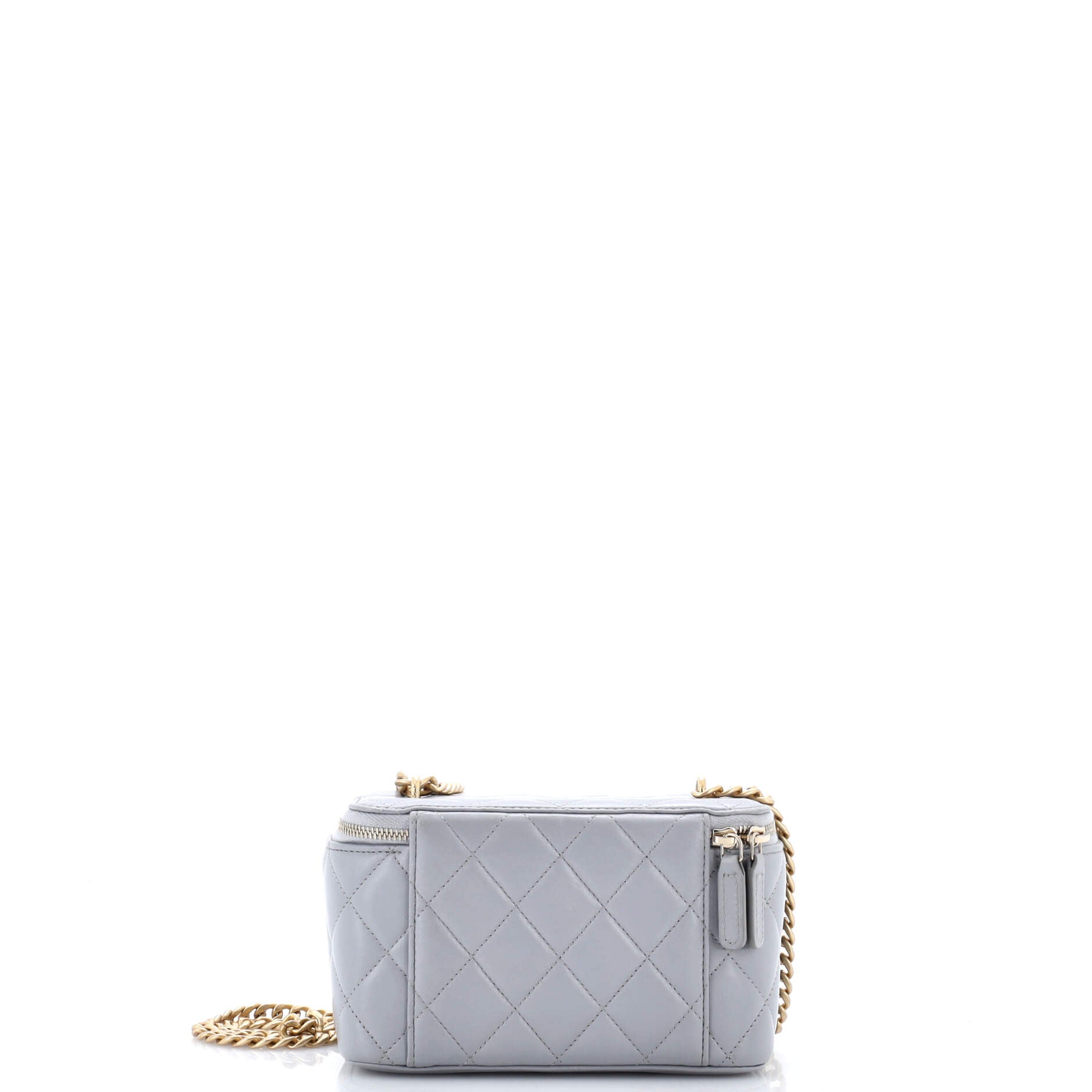 All Slide Long Vanity Case with Chain Quilted Lambskin Small