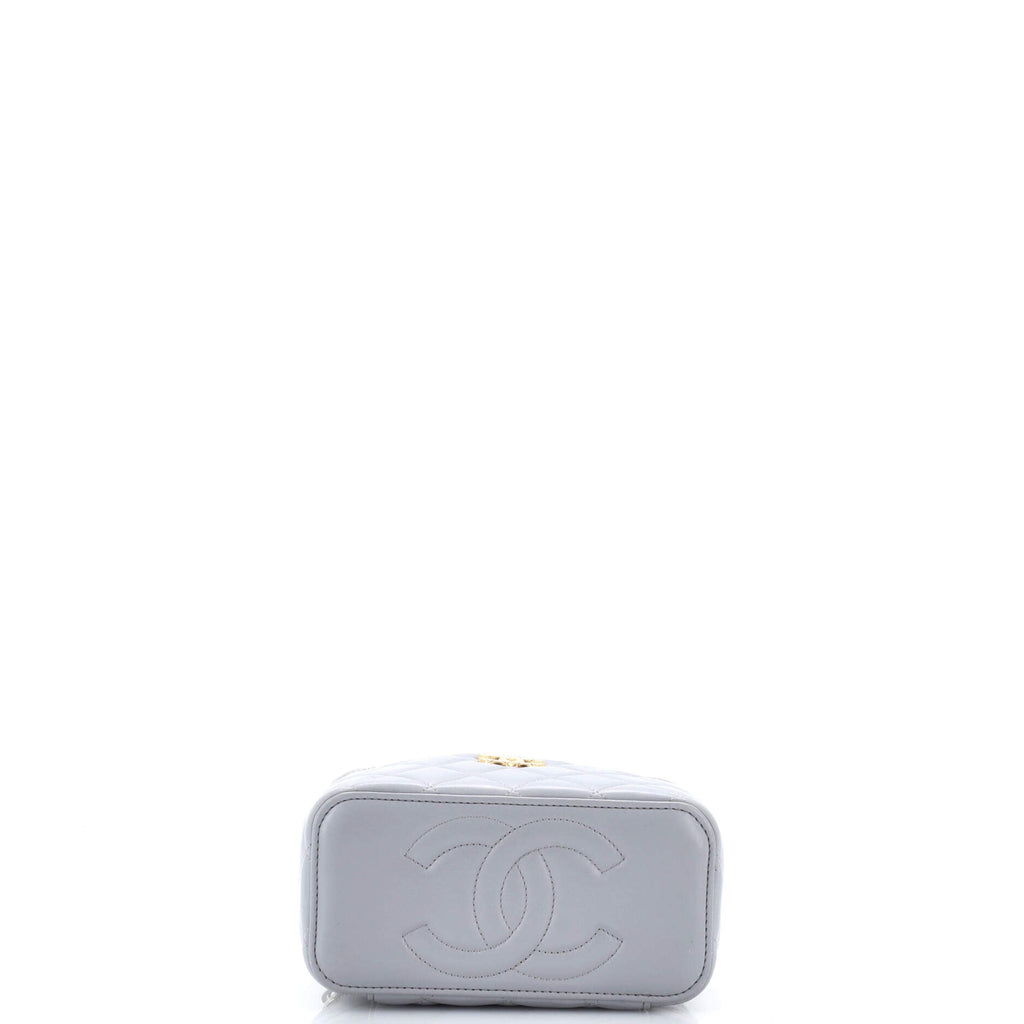 All Slide Long Vanity Case with Chain Quilted Lambskin Small