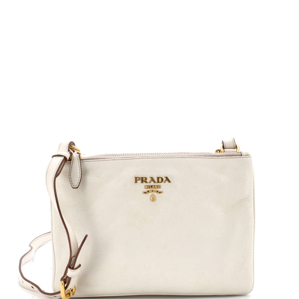 Double Zip Crossbody Bag Vitello Daino Small
