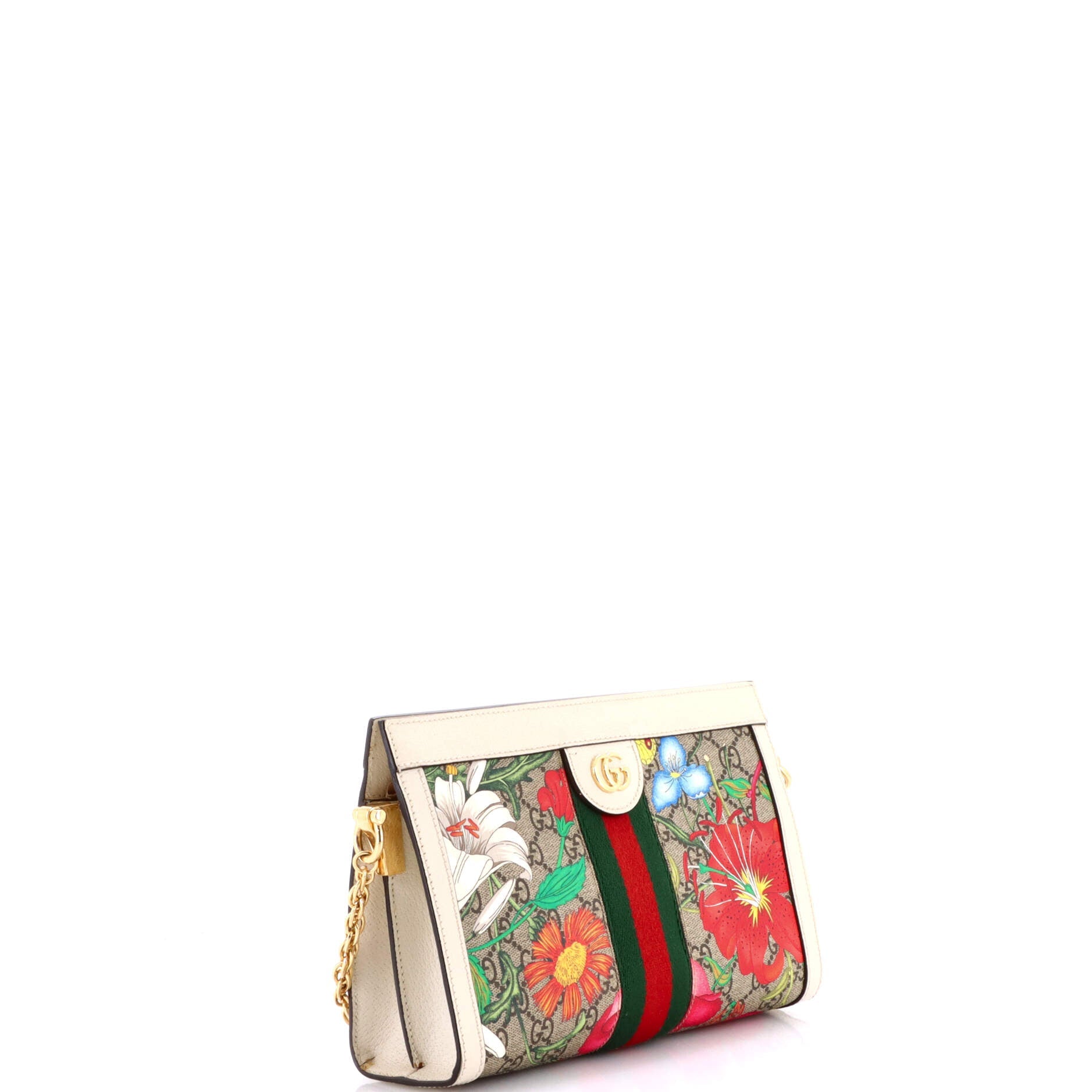 Ophidia Chain Shoulder Bag Flora GG Coated Canvas Small