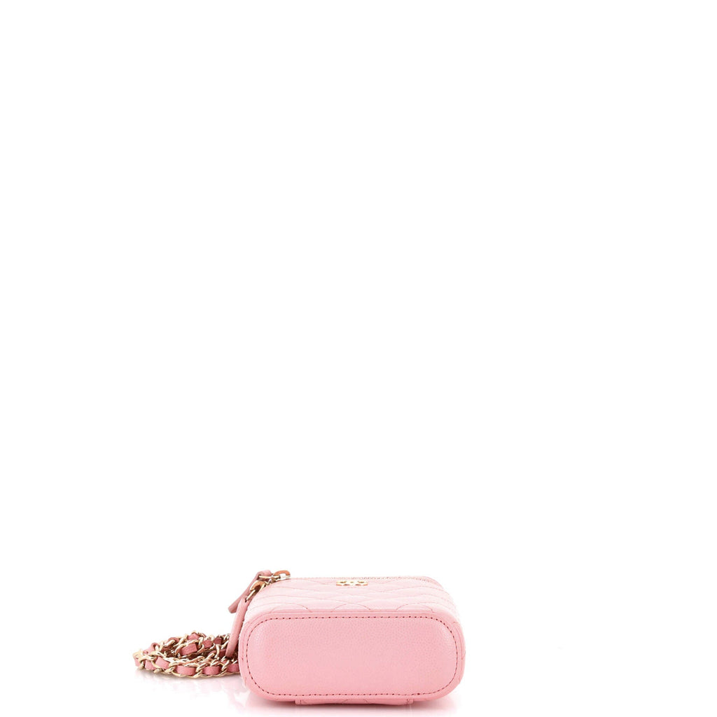 Vertical Classic Vanity Case with Chain Quilted Caviar Small