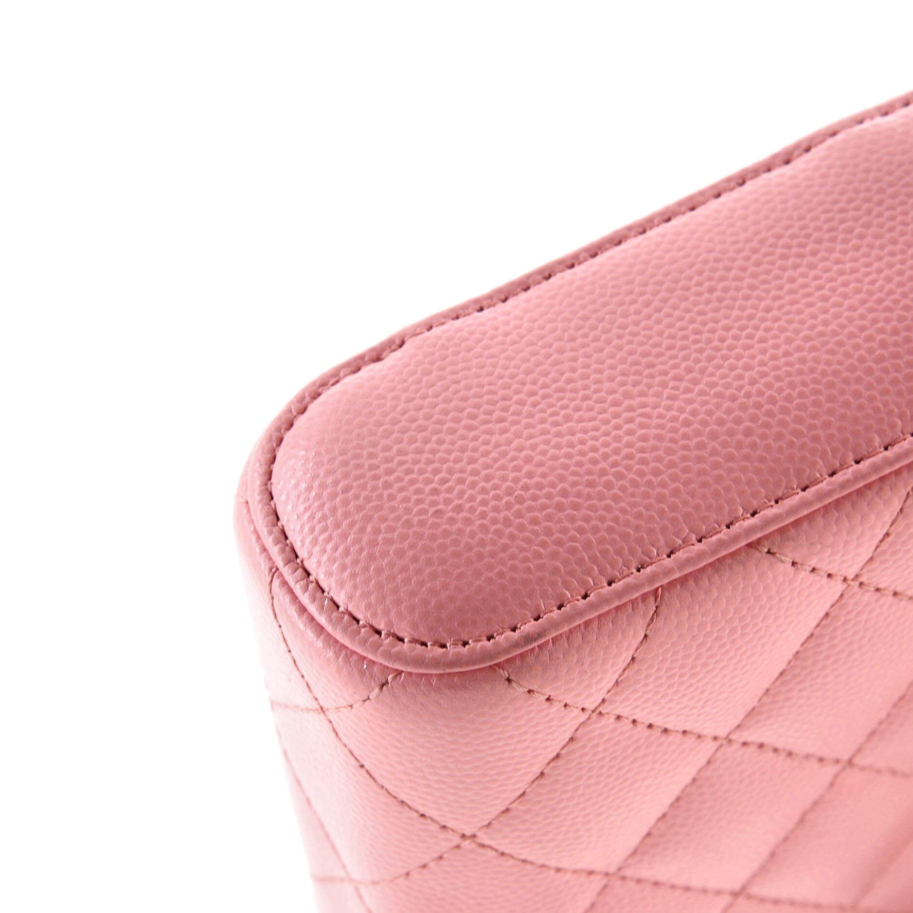 Vertical Classic Vanity Case with Chain Quilted Caviar Small