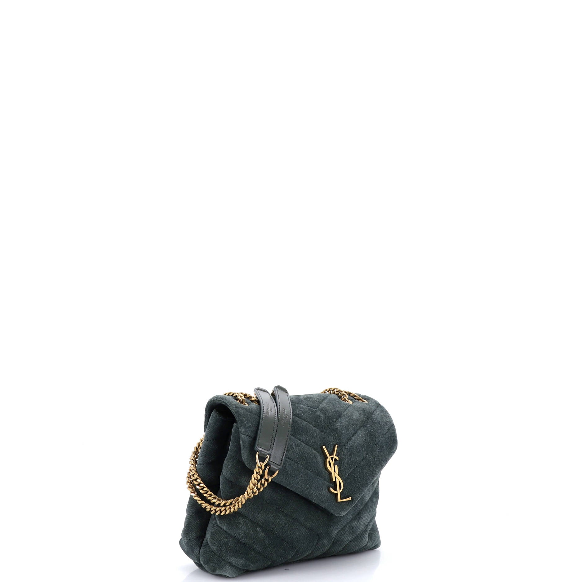 Loulou Shoulder Bag Matelasse Chevron Suede Small