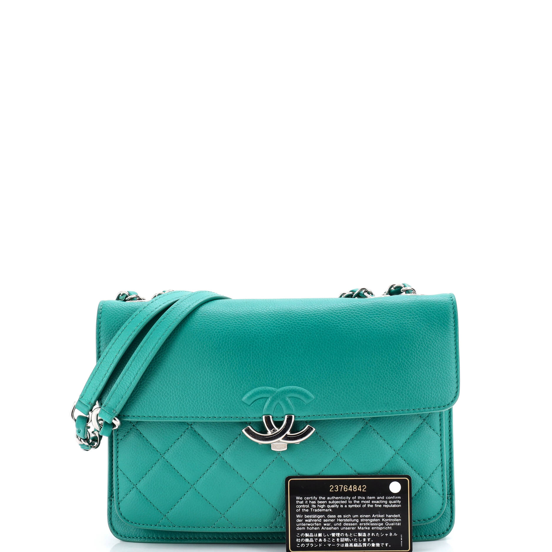 CC Box Flap Bag Quilted Caviar Small