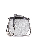 Evening On The Moon Round Evening Bag Glittered PVC with Patent Mini
