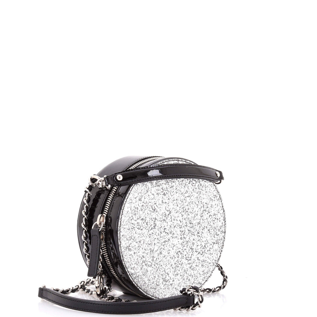 Evening On The Moon Round Evening Bag Glittered PVC with Patent Mini