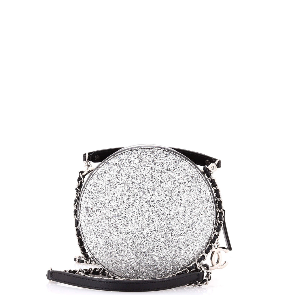 Evening On The Moon Round Evening Bag Glittered PVC with Patent Mini
