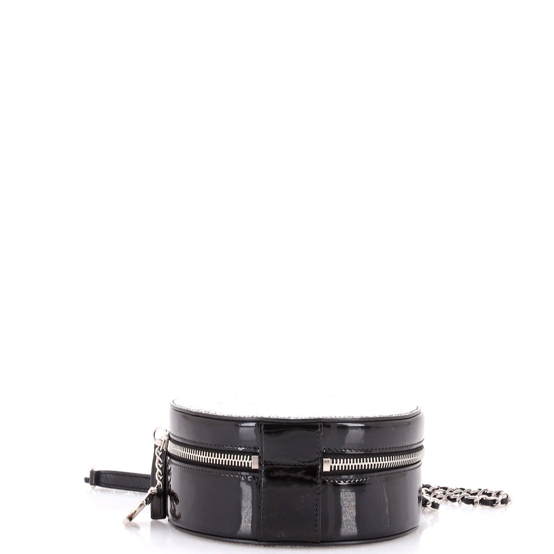 Evening On The Moon Round Evening Bag Glittered PVC with Patent Mini