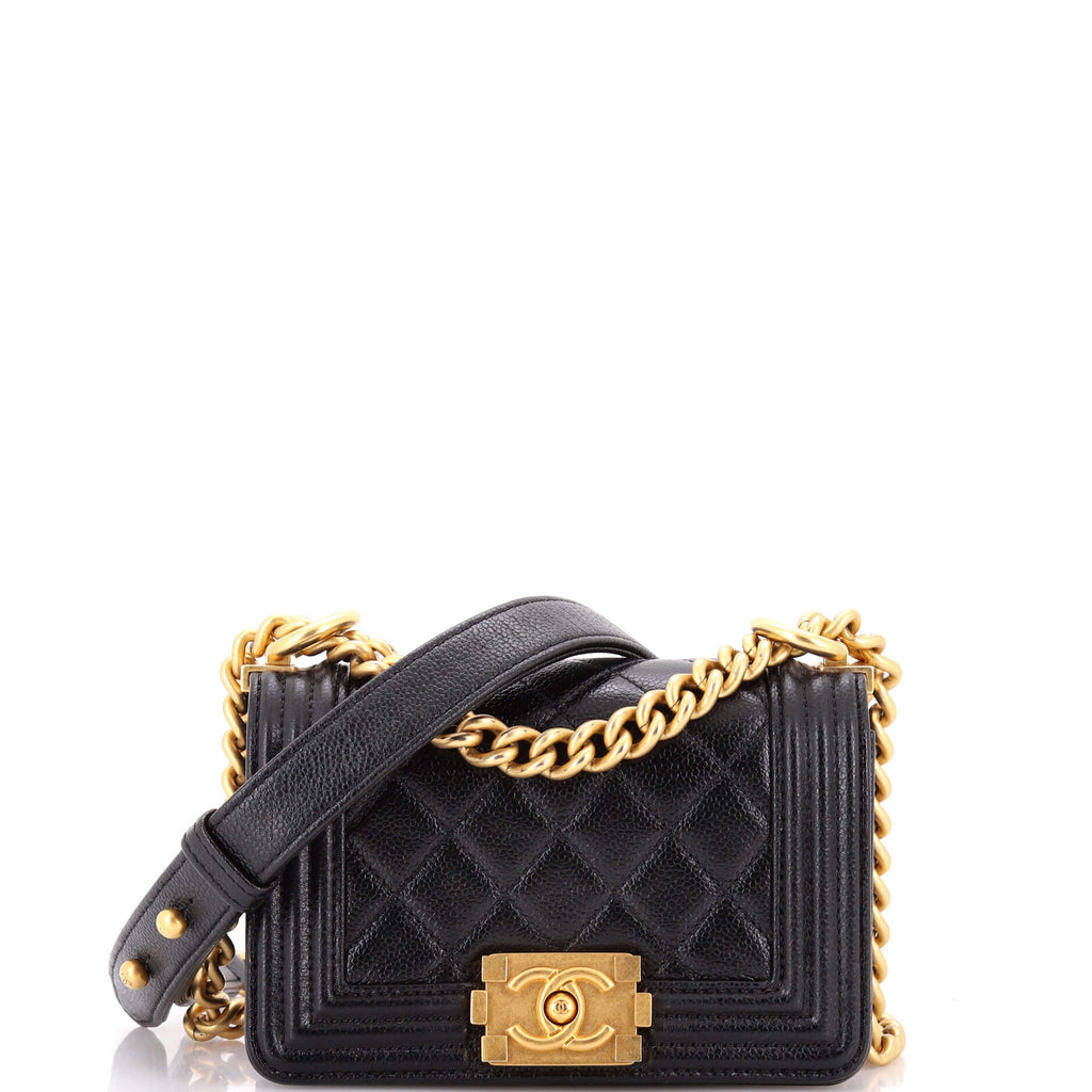 Boy Flap Bag Quilted Caviar Mini