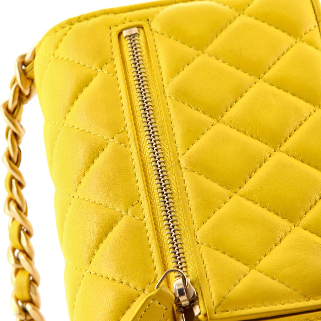 Lacquered Metal CC Wallet on Chain Quilted Lambskin Mini