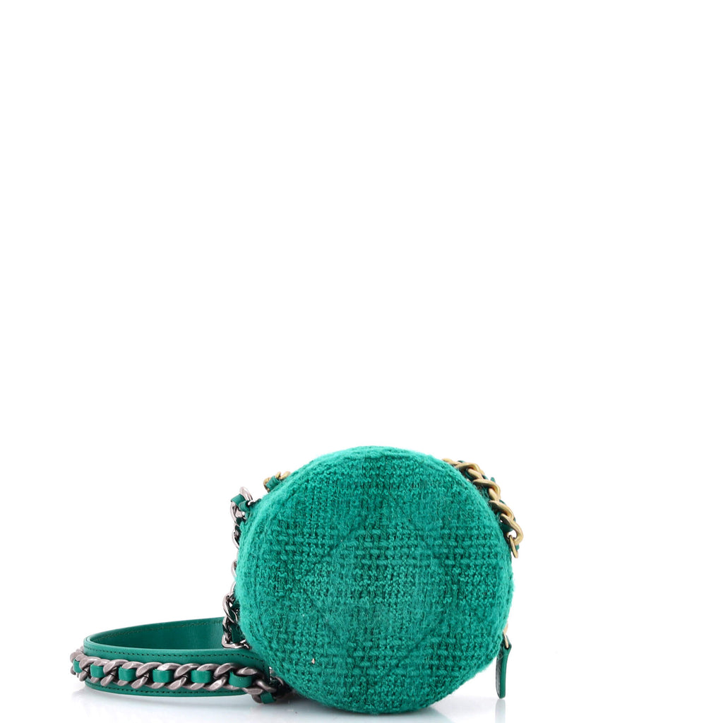 19 Round Clutch with Chain and Coin Purse Quilted Tweed and Lambskin