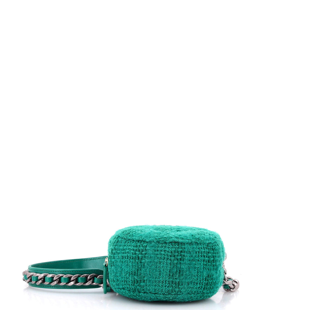 19 Round Clutch with Chain and Coin Purse Quilted Tweed and Lambskin