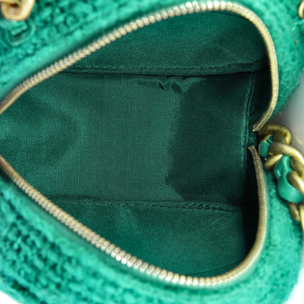 19 Round Clutch with Chain and Coin Purse Quilted Tweed and Lambskin