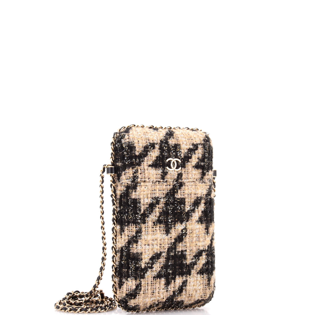 Chain Around Phone Holder Crossbody Bag Tweed and Ribbon