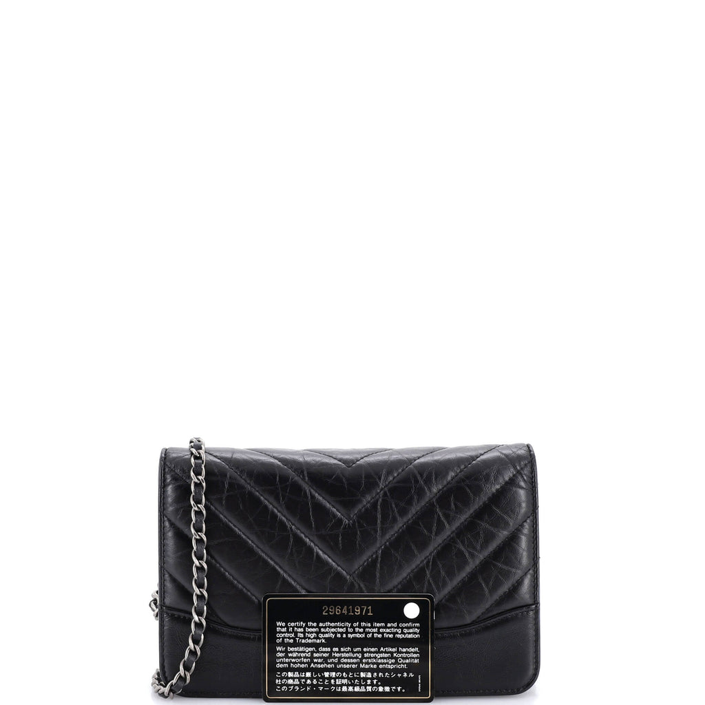 Gabrielle Wallet on Chain Chevron Aged Calfskin