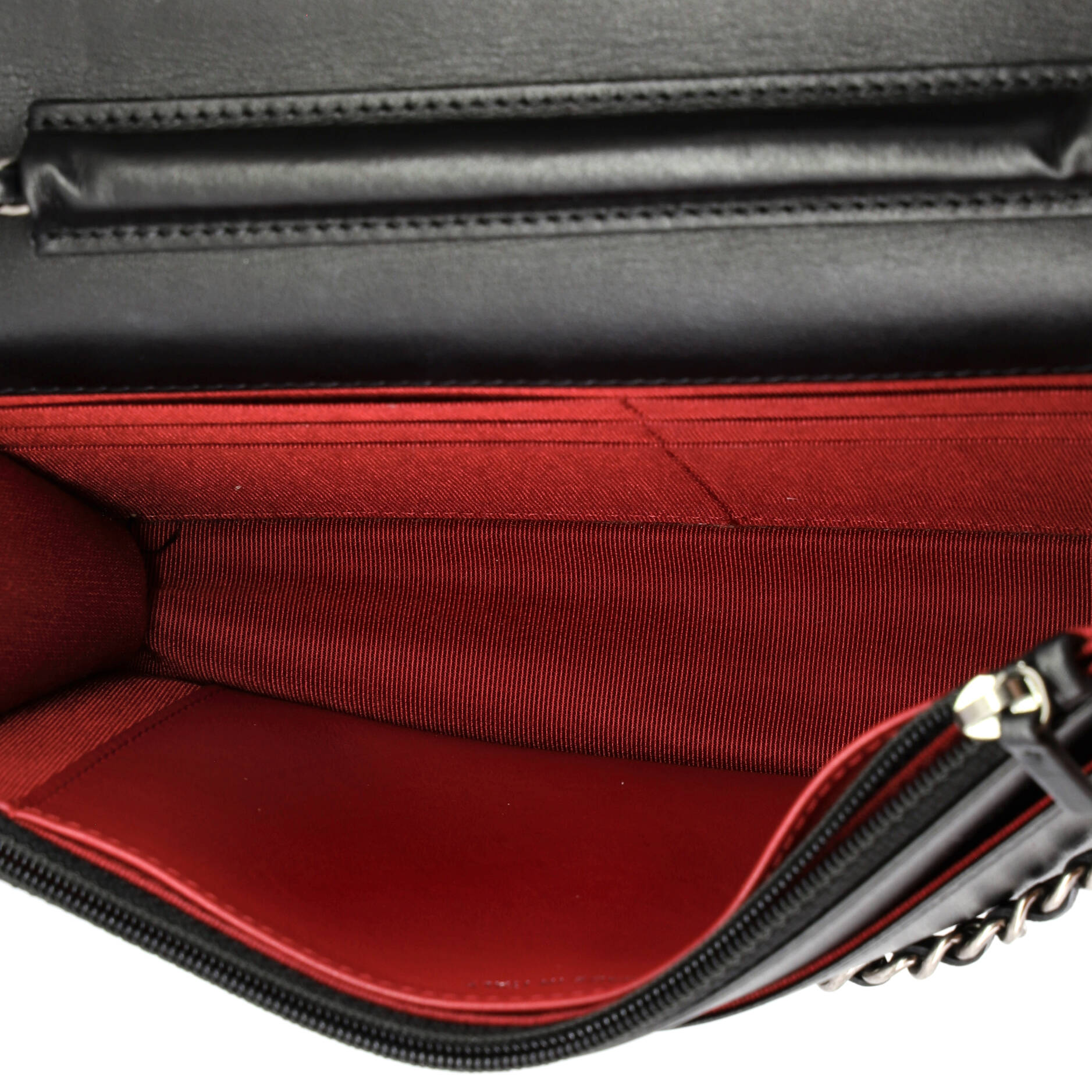 Gabrielle Wallet on Chain Chevron Aged Calfskin