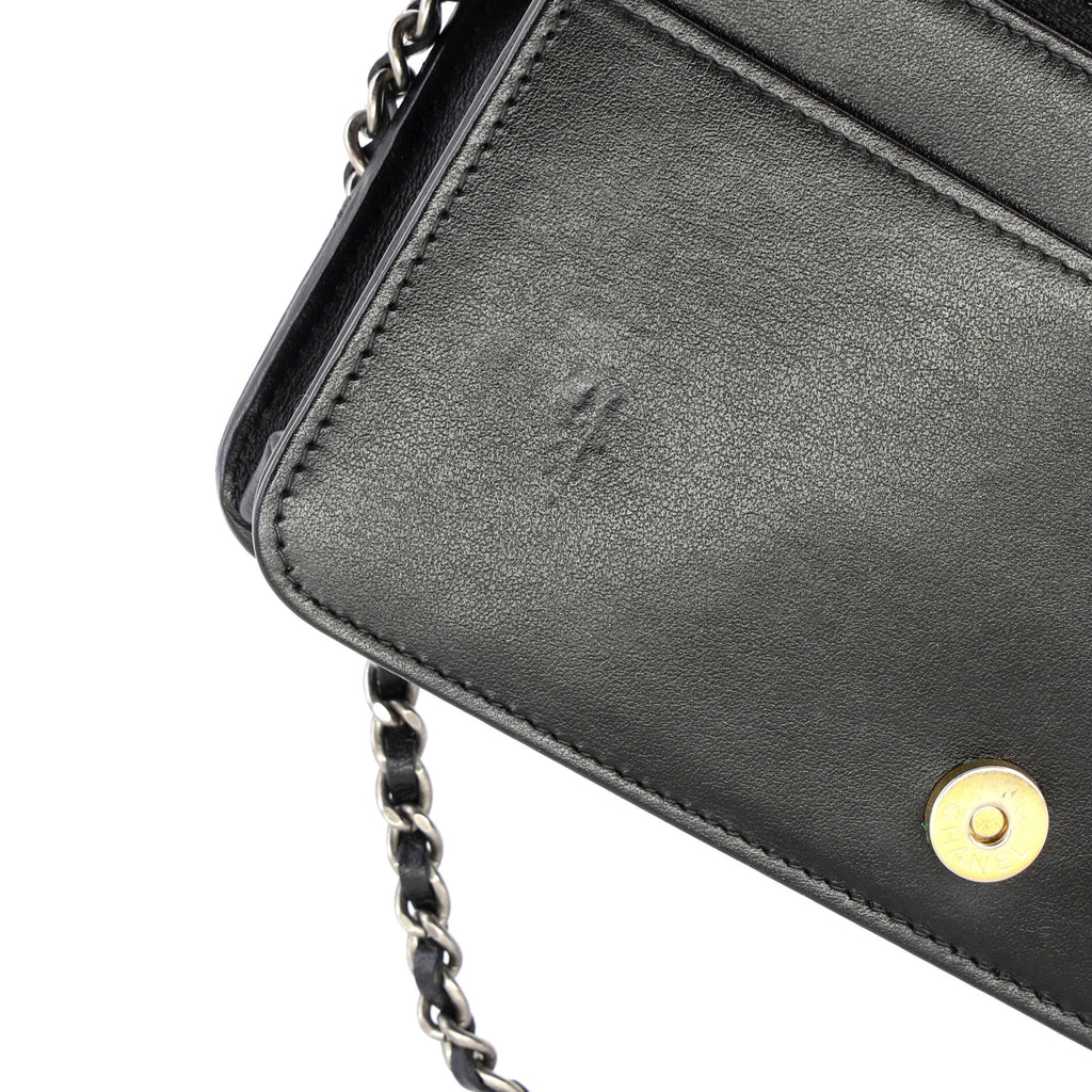 Gabrielle Wallet on Chain Chevron Aged Calfskin