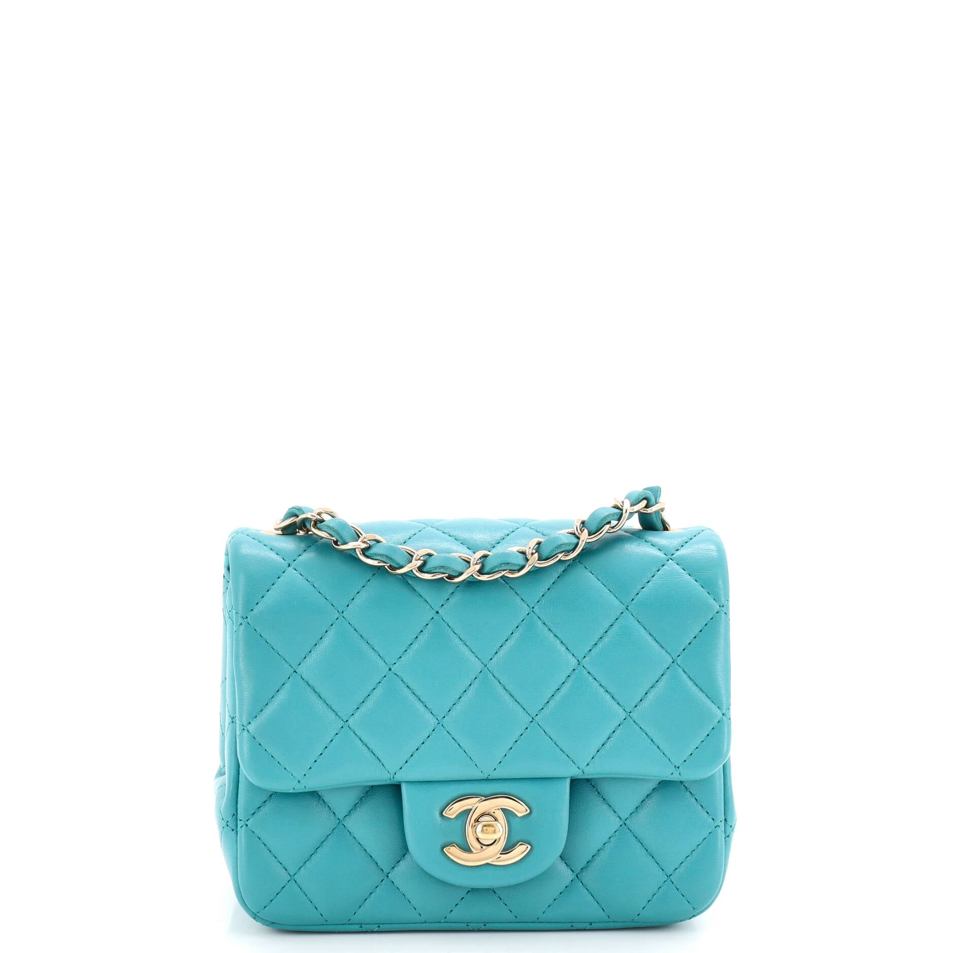 Square Classic Single Flap Bag Quilted Lambskin Mini