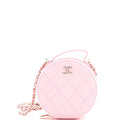 Handle with Care Round Vanity Case with Chain Quilted Caviar Small
