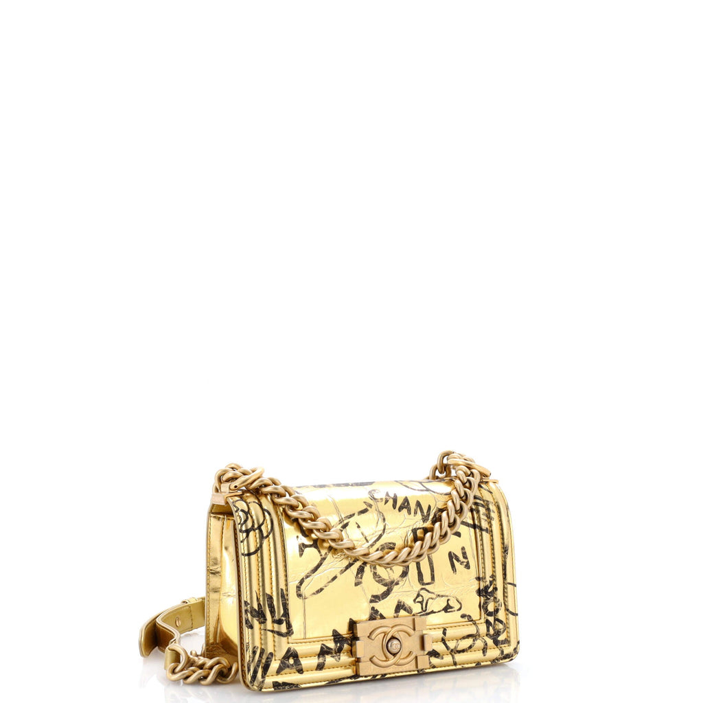 Boy Flap Bag Graffiti Crocodile Embossed Calfskin Small