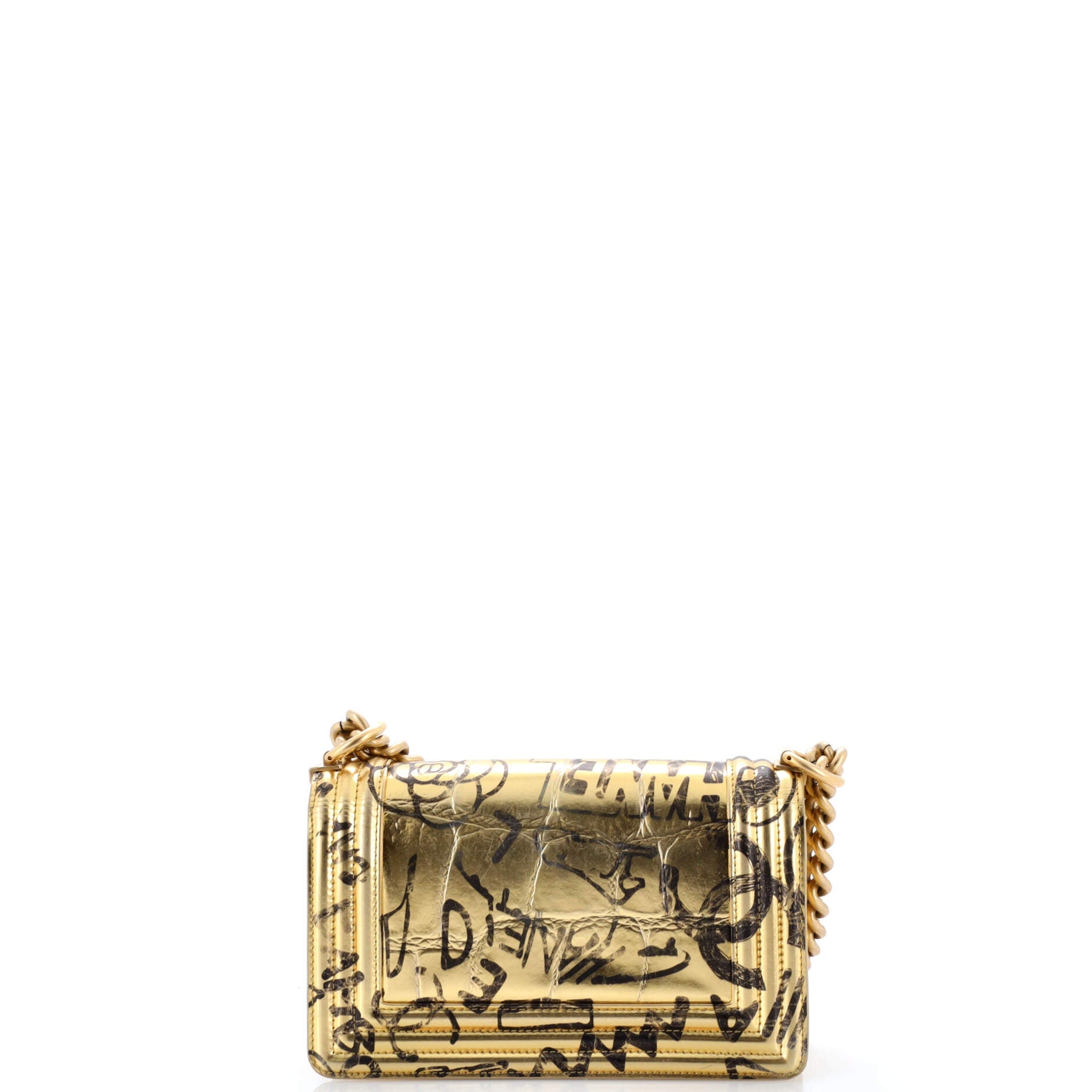 Boy Flap Bag Graffiti Crocodile Embossed Calfskin Small