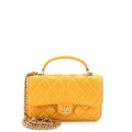 Classic Top Handle Flap Phone Holder with Chain Quilted Lambskin