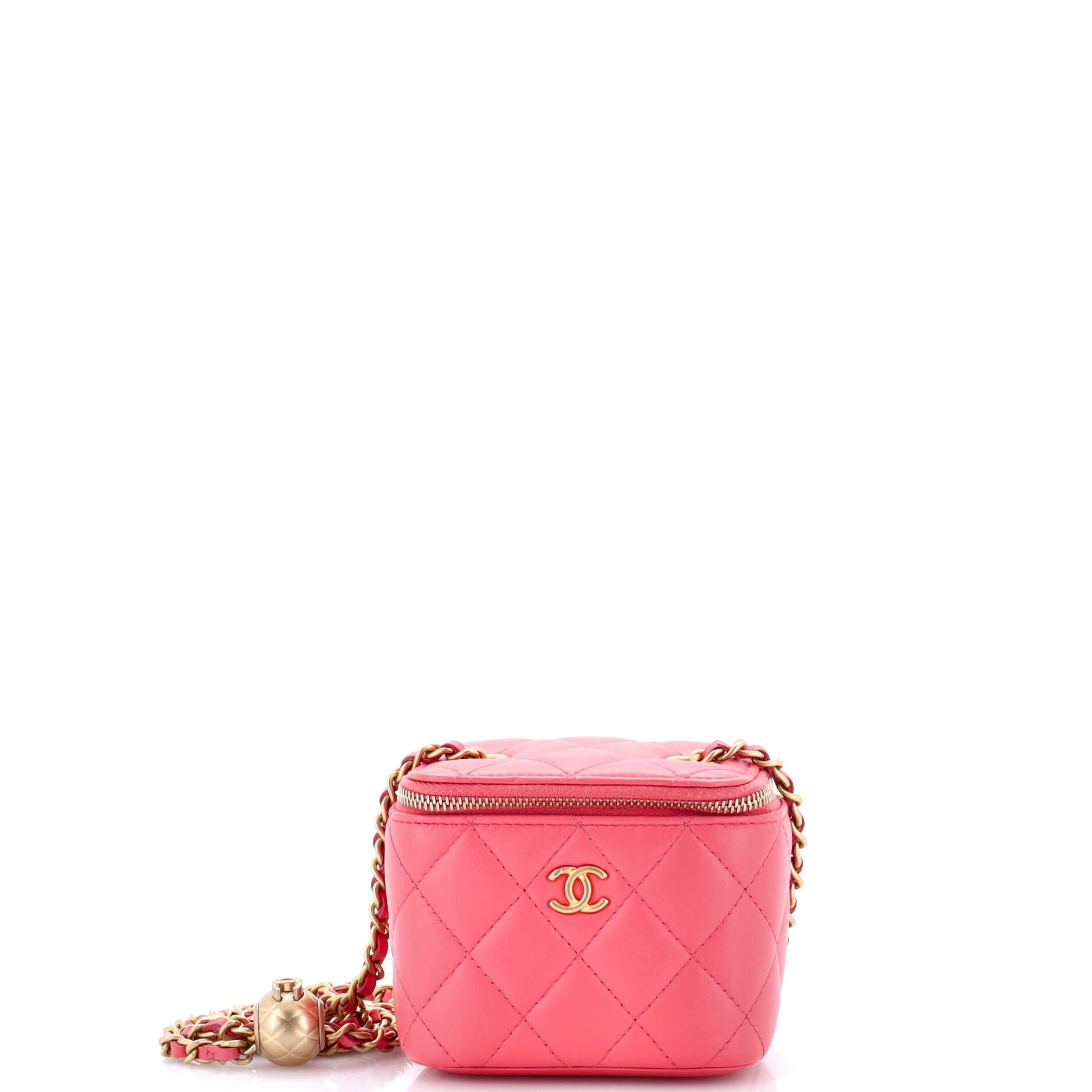 Pearl Crush Vanity Case with Chain Quilted Lambskin Mini